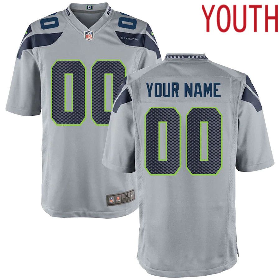 Youth Seattle Seahawks Nike Gray Game Custom NFL Jersey->customized nfl jersey->Custom Jersey